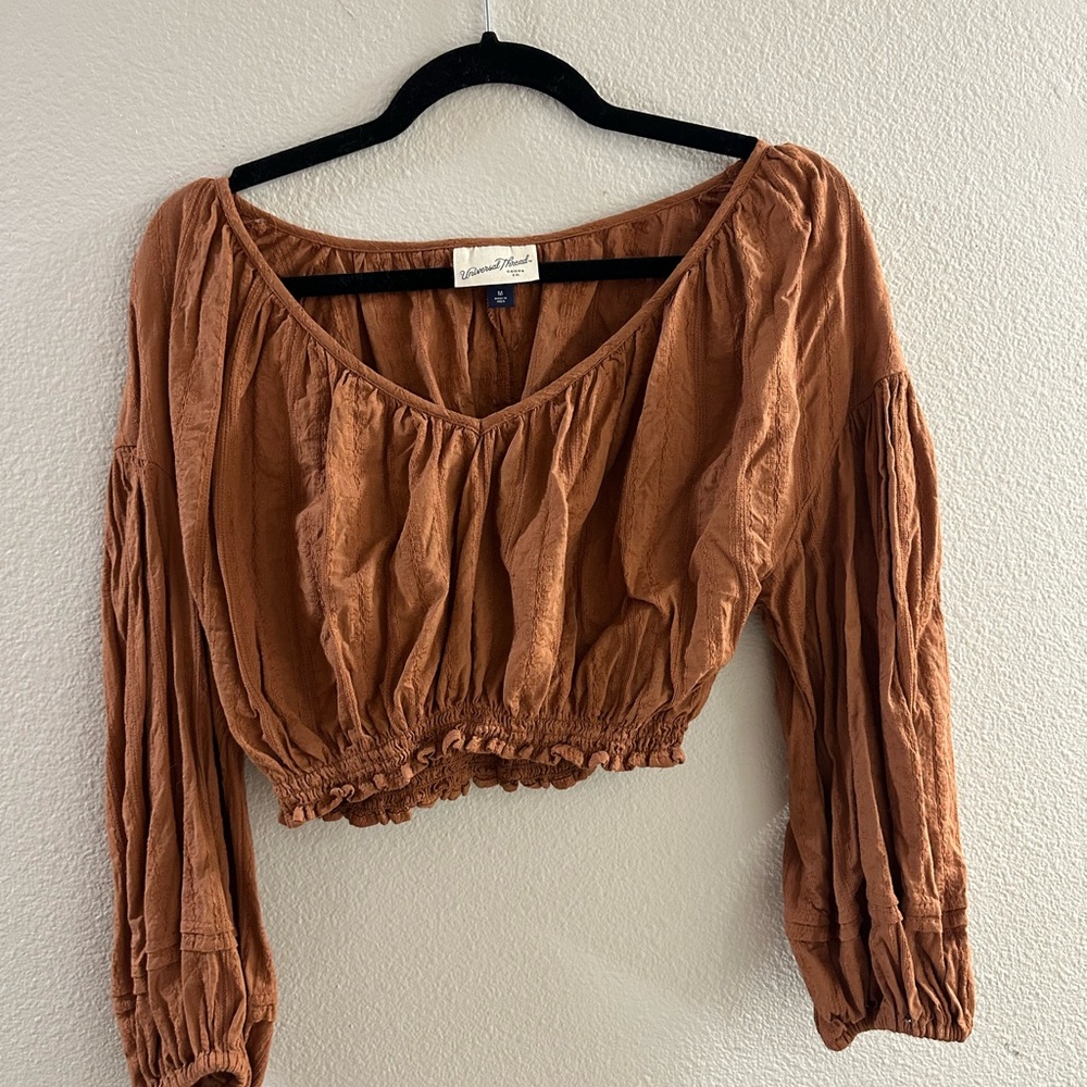 Universal Thread Rust Long Sleeve Blouse - Picture 2 of 5